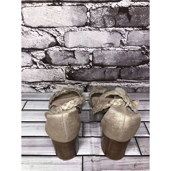 Silent D Raxiera Gold Braided Leather Block Heel Sandals Women’s Sz 38EU/7.5M US - Picture 7 of 16